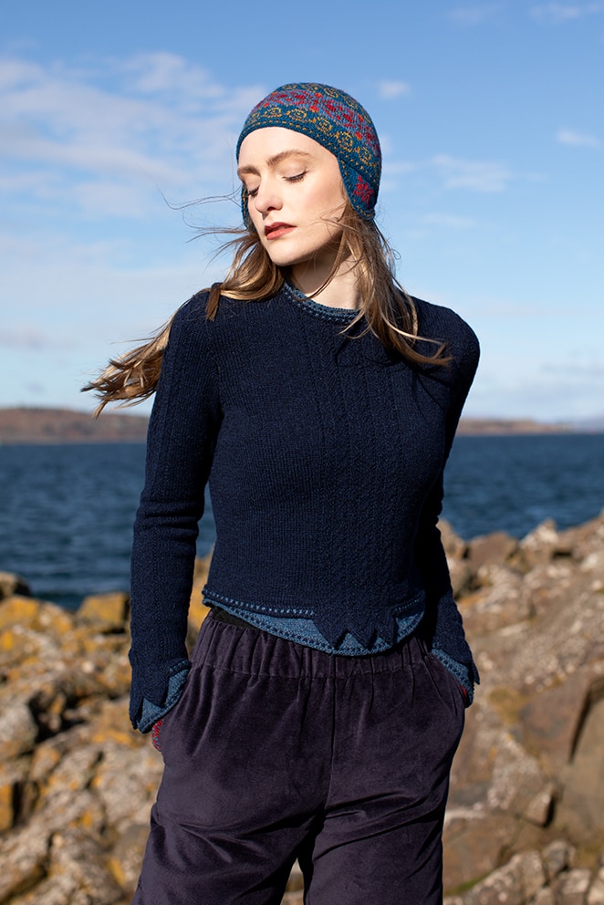 Capillifolium Hat Set patterncard knitwear design by Alice Starmore in pure wool Hebridean 2 Ply hand knitting yarn