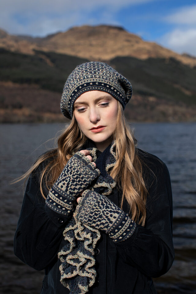Briodag patterncard kit design by Alice Starmore in Hebridean 2 Ply yarn