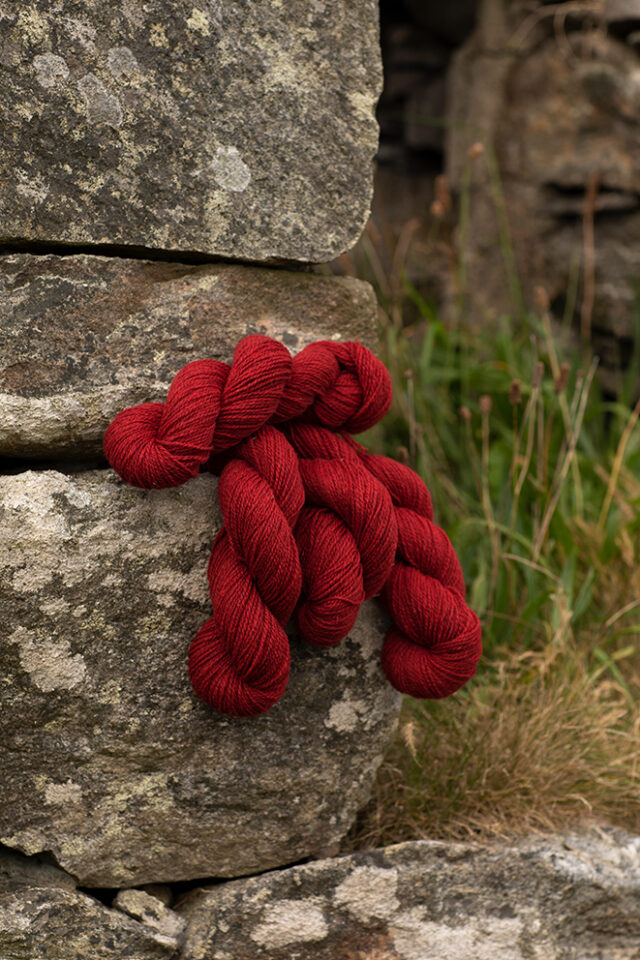 Alice Starmore 2 Ply Hebridean hand knitting yarn in Red Rattle
