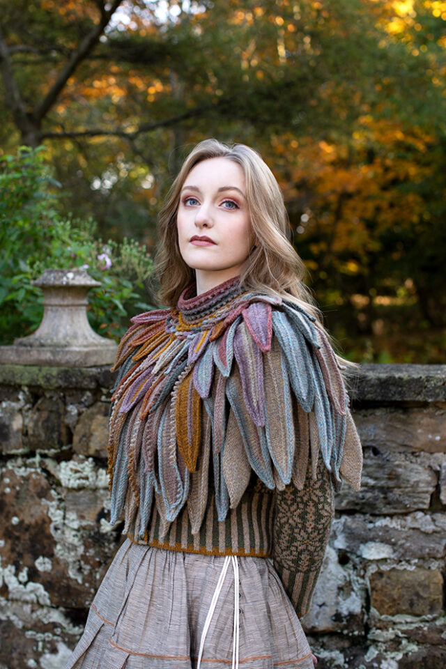 The Raven Capelet patterncard kit design by Alice Starmore from the House of Feathers collection.