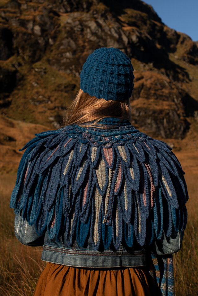 The Raven Capelet patterncard kit design by Alice Starmore from the House of Feathers collection.