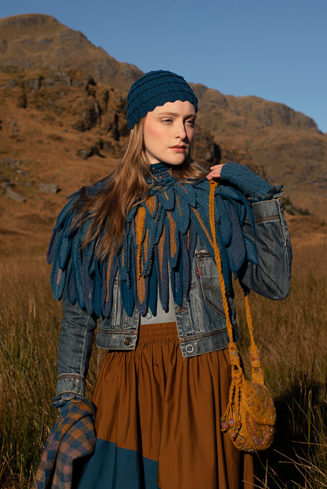 The Raven Capelet patterncard kit design by Alice Starmore from the House of Feathers collection.